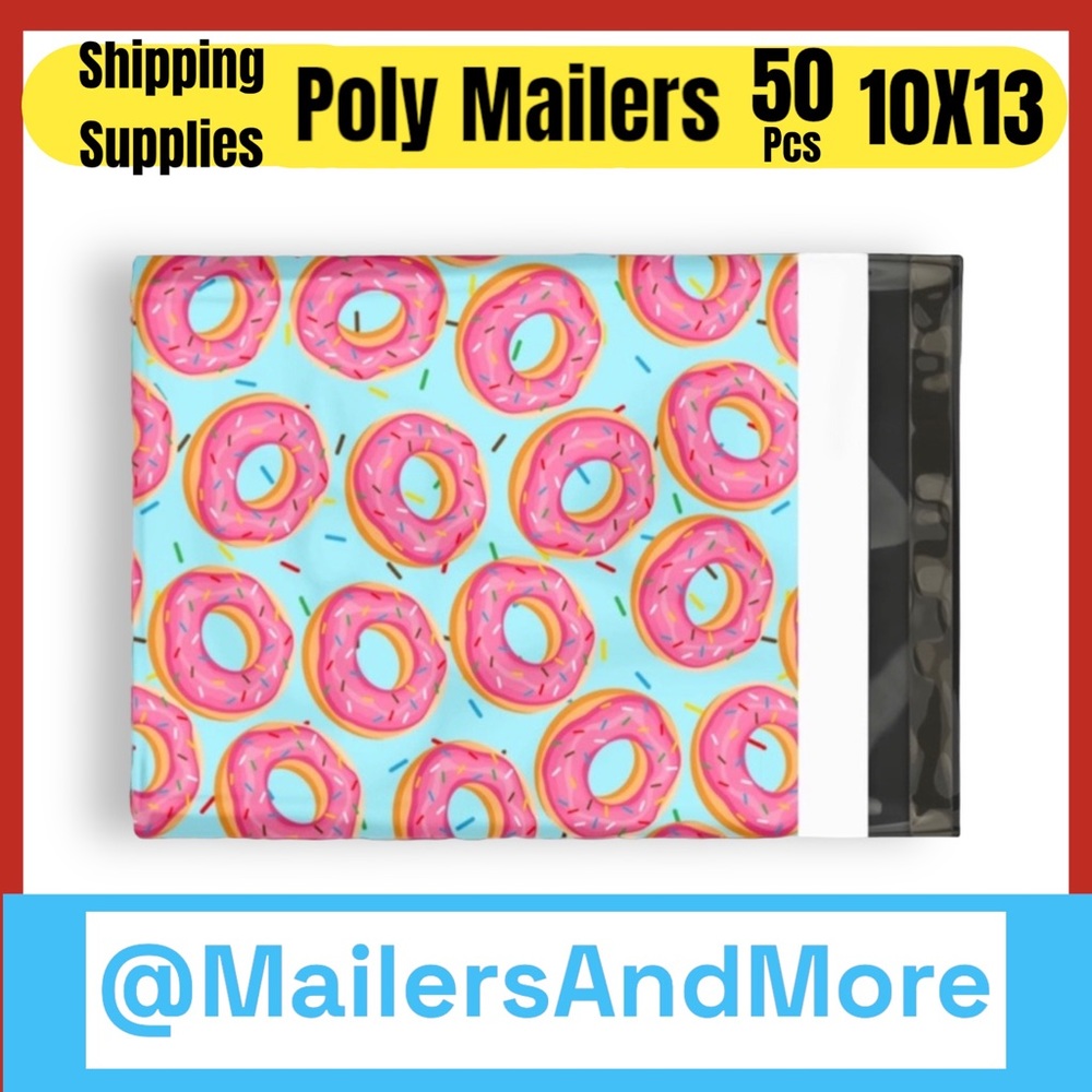 50 10X13 Poly Mailers Donuts And Sprinkles, Shipping Envelopes PRICE IS FIRM